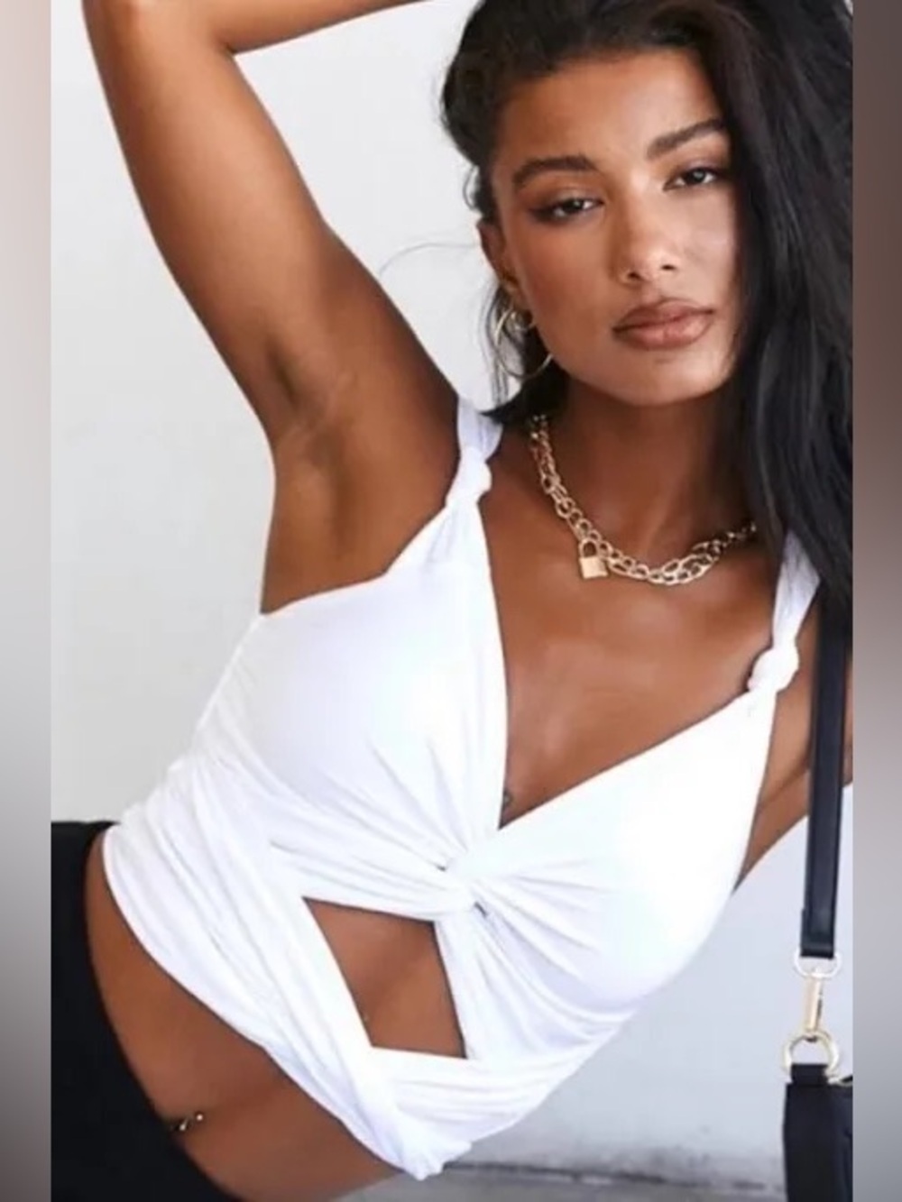 NWT Lioness Porto Cervo Tie Up Crop Top White Size L
